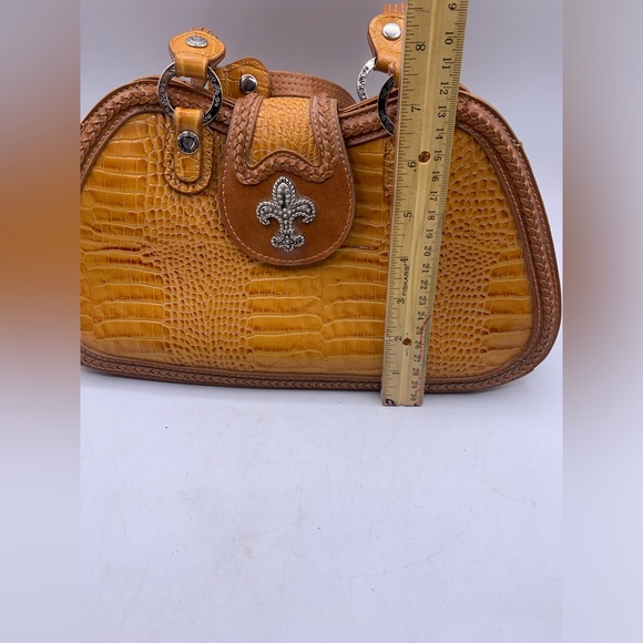 Marc Chantal M C Leather Croc Saddlebag Style Purse - Picture 13 of 15